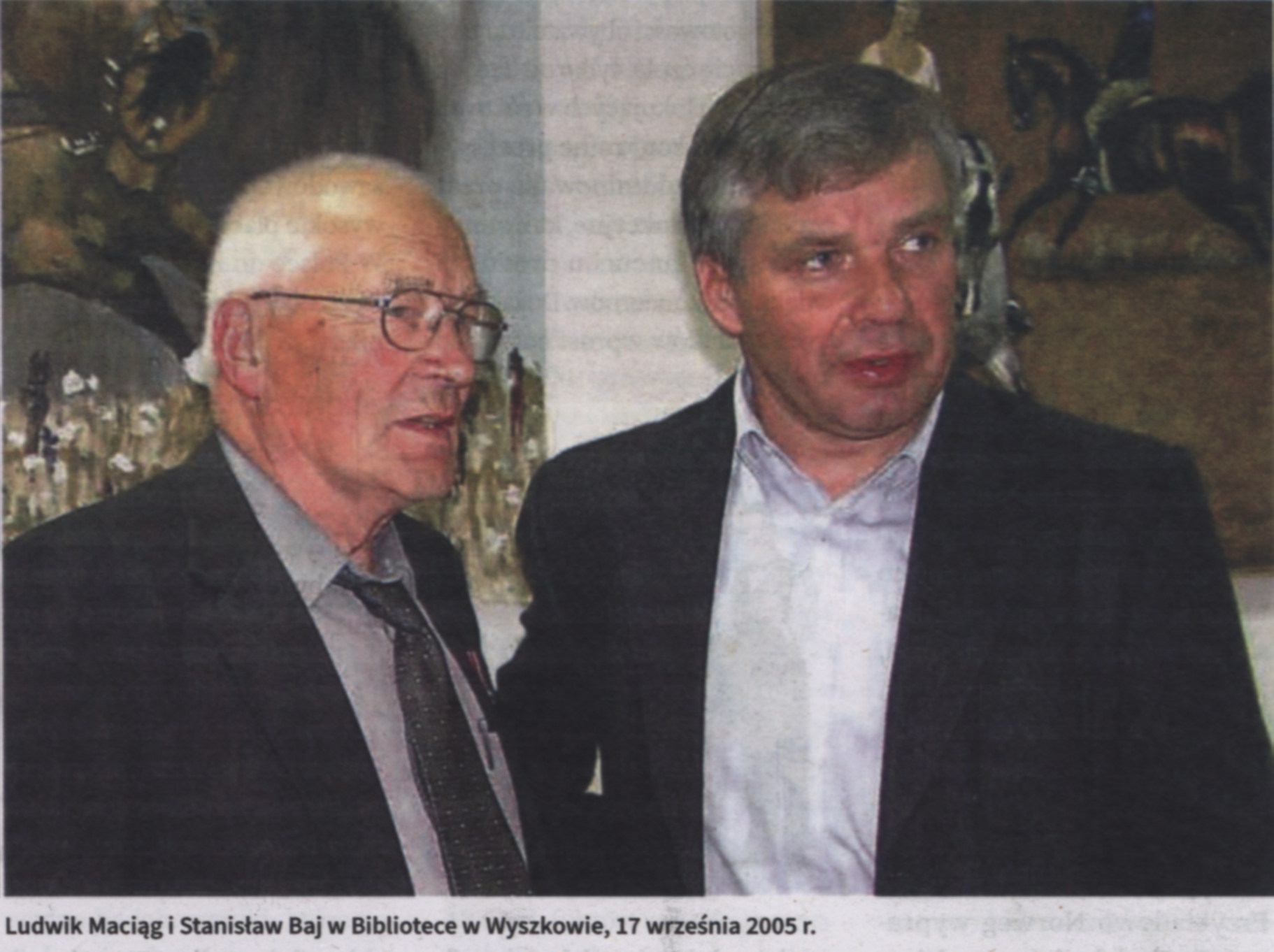 Zdjęcie. Ludwik Maciąg i Stanisław baj w Bibliotece w Wyszkowie, 17 września 2005 r.