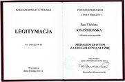 Złoty Medal od Prezydenta RP dla naszej koleżanki - pani Elżbiety Kwaśniewskiej, 